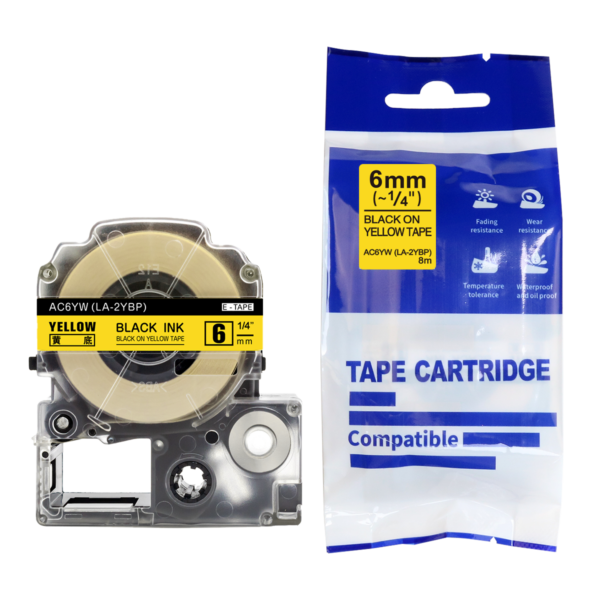 SBT tape for Epson LK2YBP 6mm x 8m Black on Yellow, standard label - Image 3